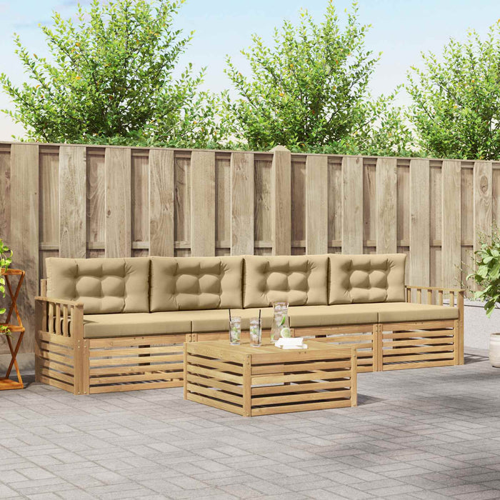 Set de canapele de exterior cu pernă 5 pcs Alb și Bej WALTI