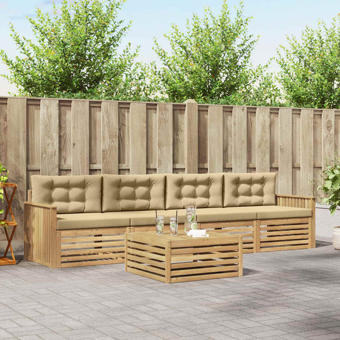 Set de canapele de exterior 5 pcs Alb și Bej WALTI