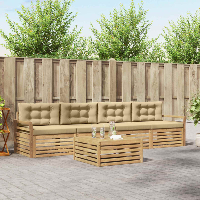 Set de canapele de exterior 5 pcs Alb și Bej WALTI