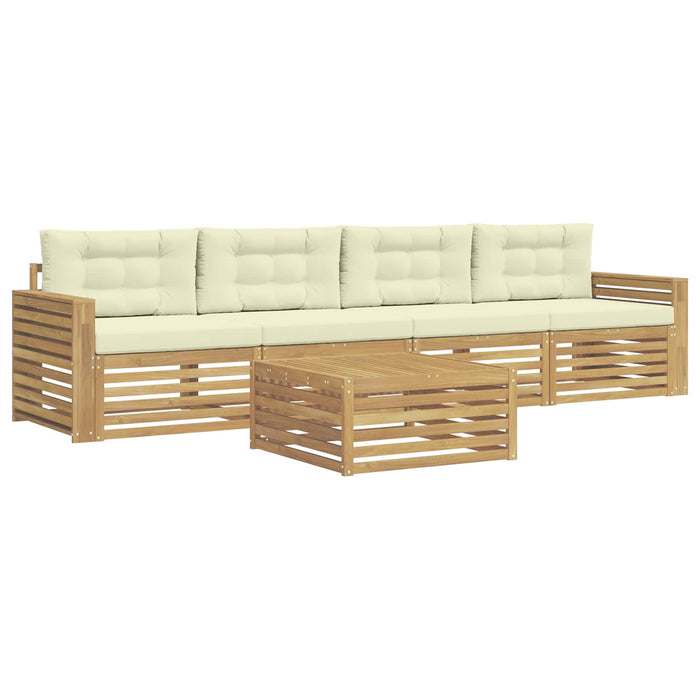 Set de canapele de exterior 5 pcs Alb și crem WALTI