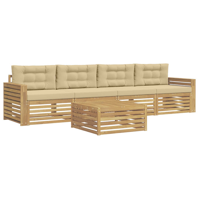 Set de canapele de exterior 5 pcs Alb și Bej WALTI