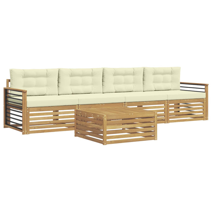 Set de canapele de exterior cu pernă 5 pcs Alb și crem WALTI