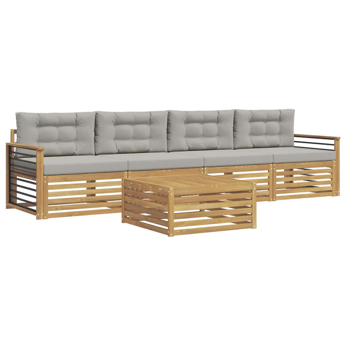 Set de canapele de exterior cu pernă 5 pcs Alb și gri deschis WALTI