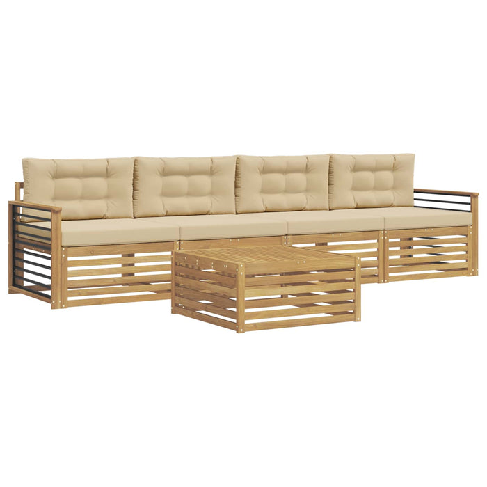 Set de canapele de exterior cu pernă 5 pcs Alb și Bej WALTI
