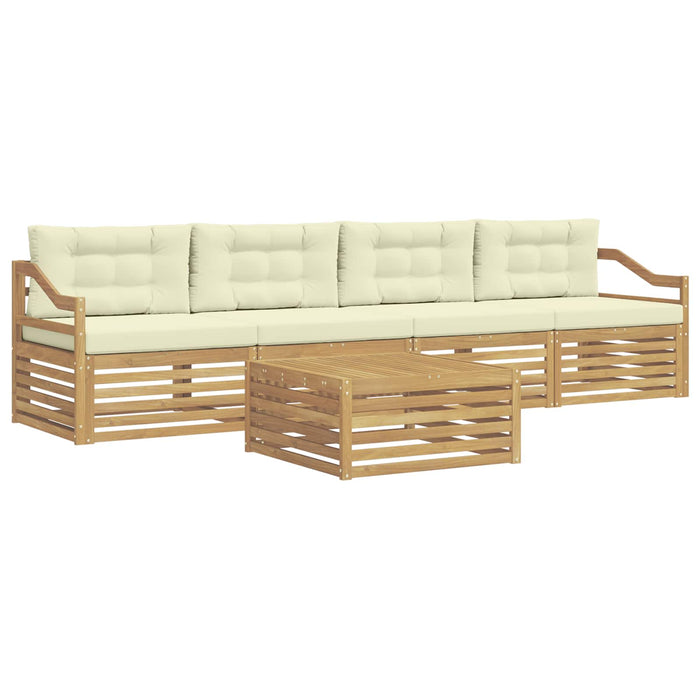Set de canapele de exterior cu pernă 5 pcs Alb și crem WALTI
