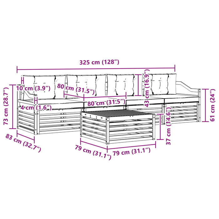 Set de canapele de exterior cu pernă 5 pcs Alb și antracit WALTI