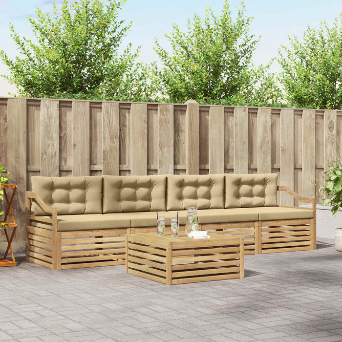 Set de canapele de exterior cu pernă 5 pcs Alb și Bej WALTI