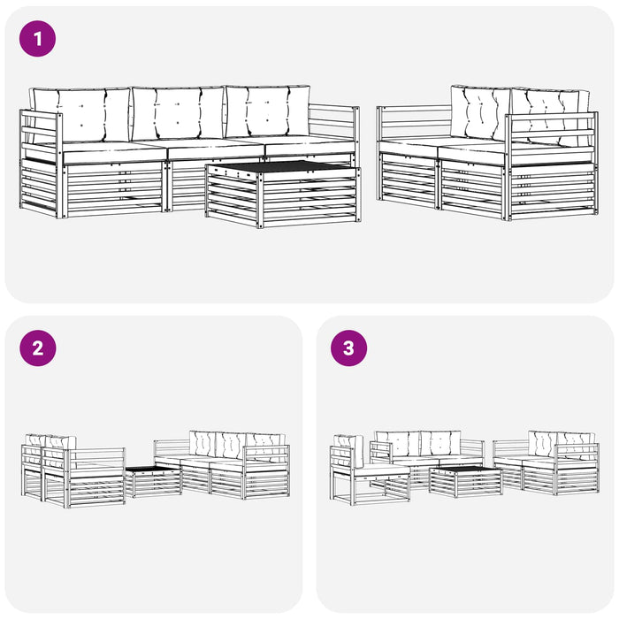 Set de canapele de exterior 6 pcs Alb și crem WALTI