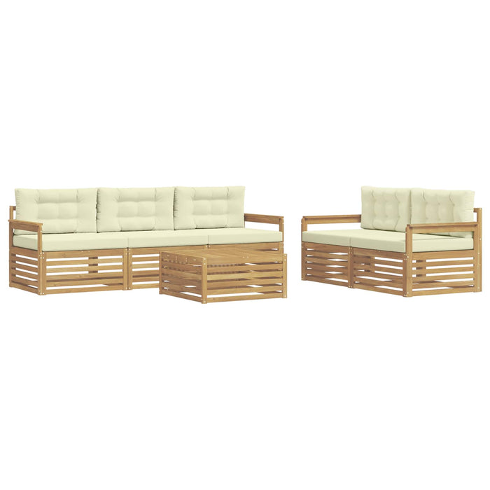 Set de canapele de exterior 6 pcs Alb și crem WALTI