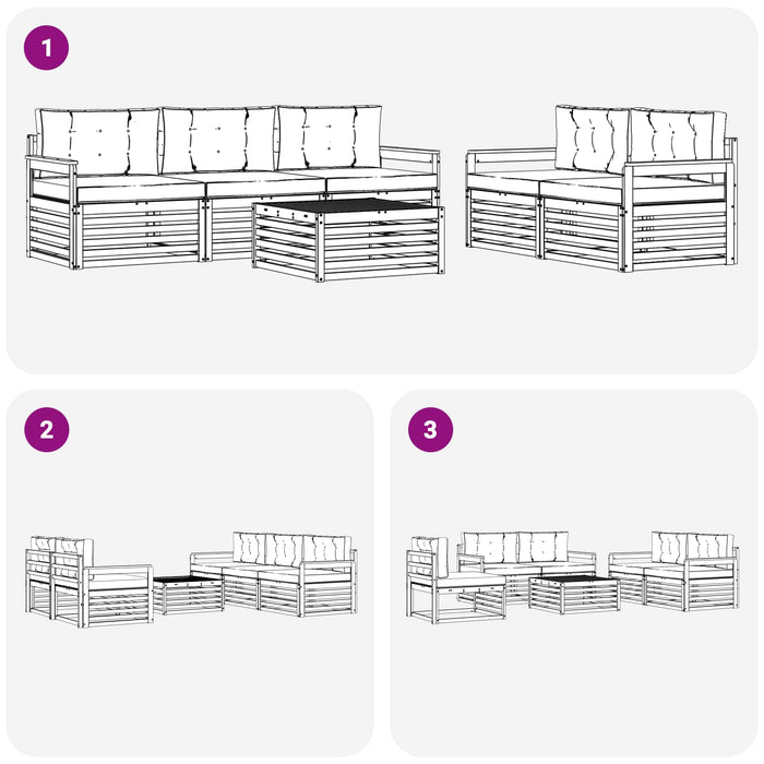 Set de canapele de exterior 6 pcs Alb și Bej WALTI
