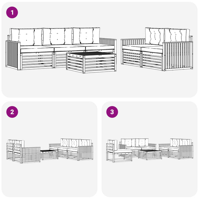 Set de canapele de exterior 6 pcs Alb și Bej - WALTI WALTI