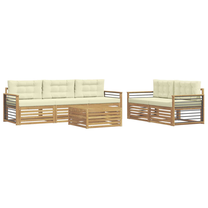 Set de canapele de exterior 6 pcs Alb și crem WALTI