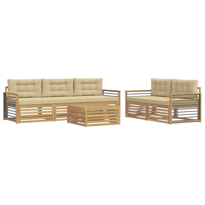 Set de canapele de exterior 6 pcs Alb și Bej WALTI