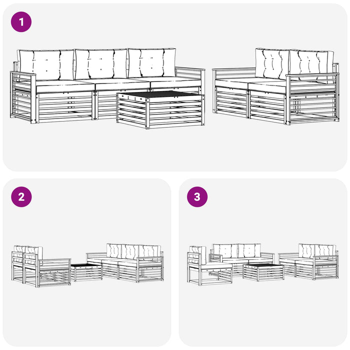Set de canapele de exterior 6 pcs Alb și Bej WALTI