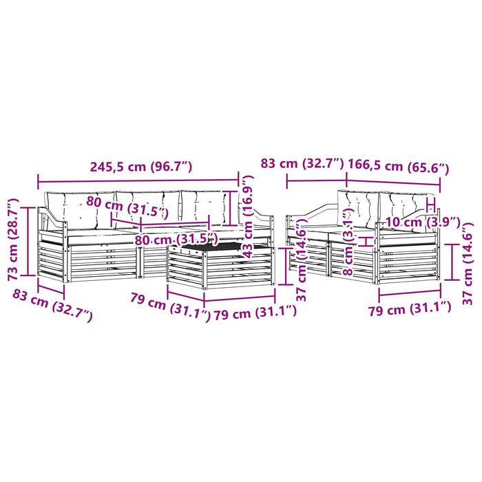 Set de canapele de exterior 6 pcs Alb și crem WALTI