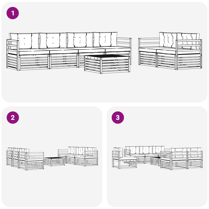 Set de canapele de exterior 7 pcs Alb și crem Poliester WALTI