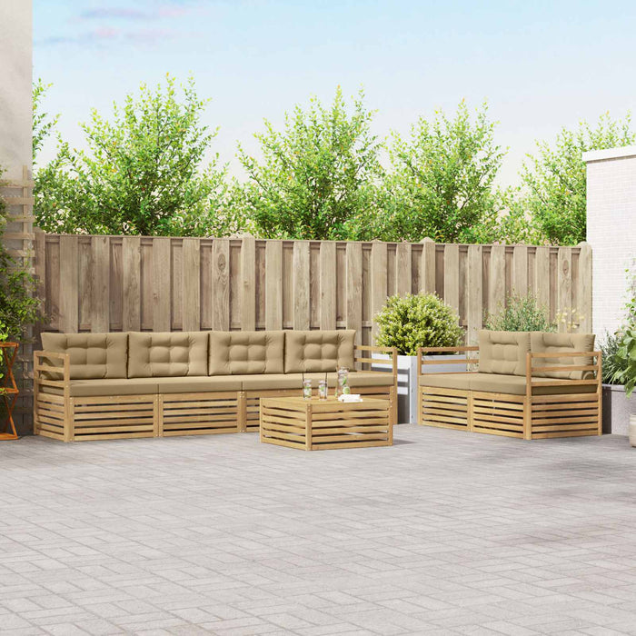 Set de canapele de exterior cu pernă 7 pcs Alb și Bej Poliester WALTI