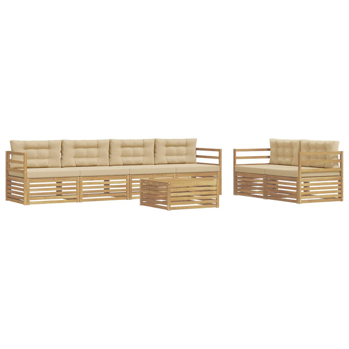 Set de canapele de exterior cu pernă 7 pcs Alb și Bej Poliester WALTI