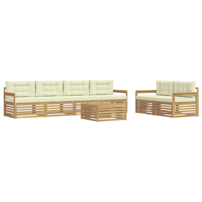 Set de canapele de exterior 7 pcs Alb și crem Poliester WALTI