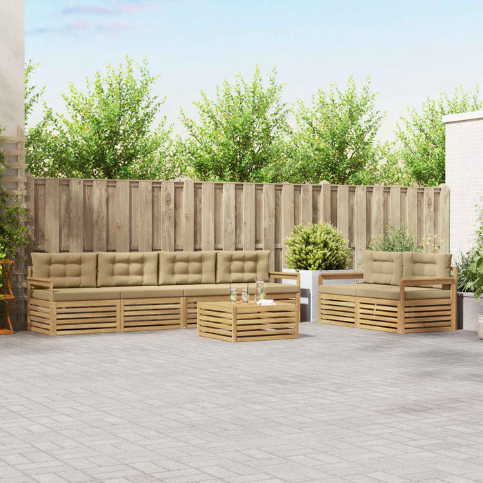 Set de canapele de exterior cu pernă 7 pcs Alb și Bej Poliester WALTI