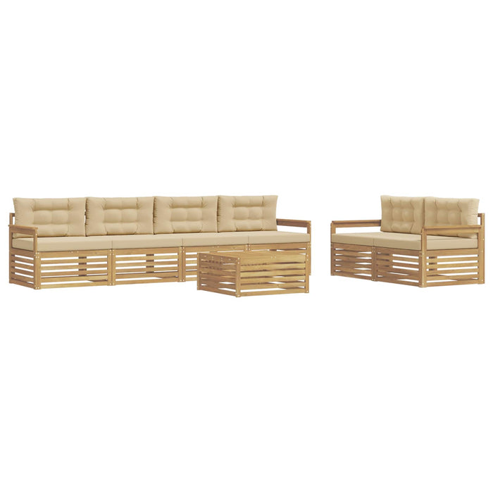 Set de canapele de exterior cu pernă 7 pcs Alb și Bej Poliester WALTI