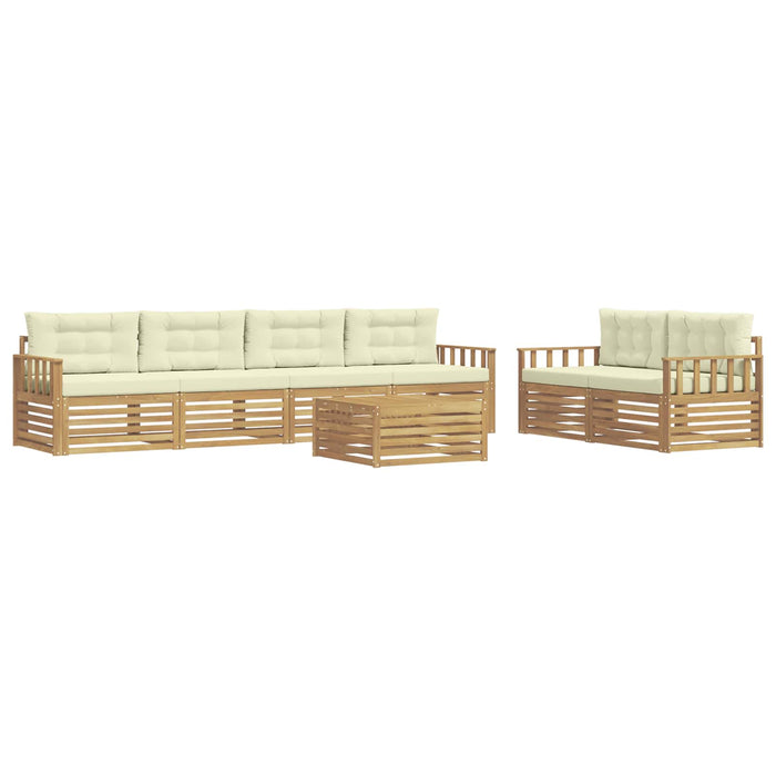 Set de canapele de exterior 7 pcs Alb și crem Poliester WALTI