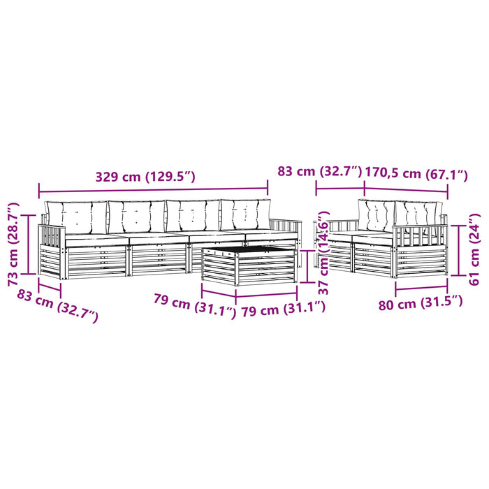 Set de canapele de exterior cu pernă 7 pcs Alb și Bej Poliester WALTI