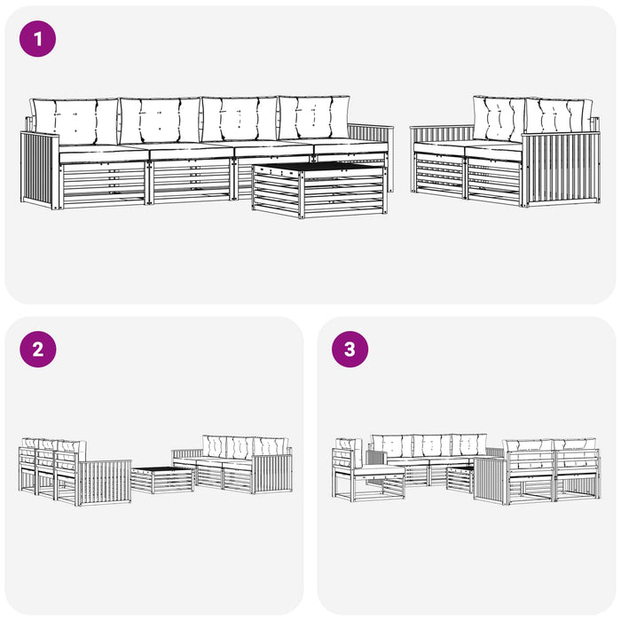 Set de canapele de exterior 7 pcs Alb și crem - WALTI WALTI