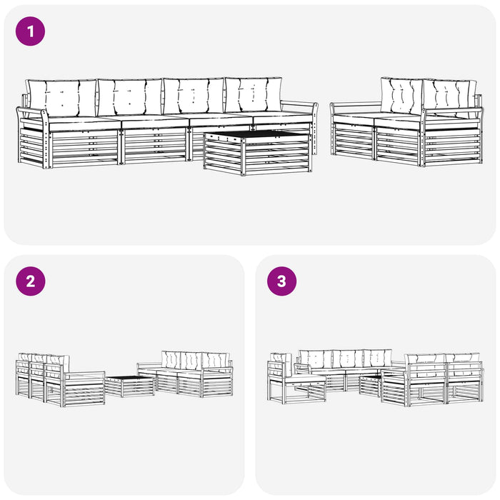 Set de canapele de exterior 7 pcs Alb și crem - WALTI WALTI