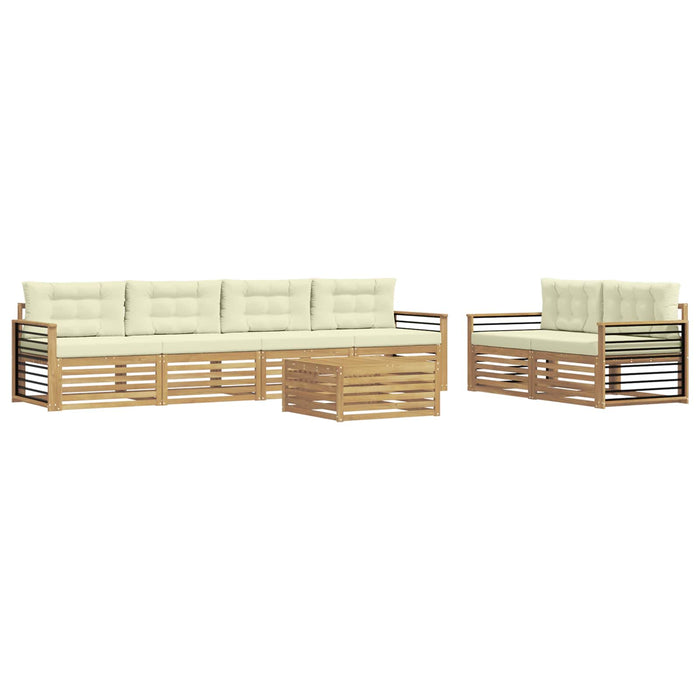 Set de canapele de exterior 7 pcs Alb și crem Poliester WALTI