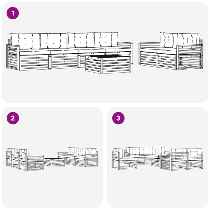 Set de canapele de exterior 7 pcs Alb și antracit Poliester WALTI