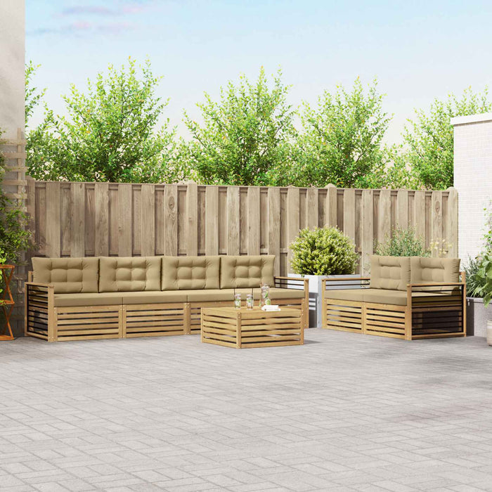 Set de canapele de exterior cu pernă 7 pcs Alb și Bej Poliester WALTI