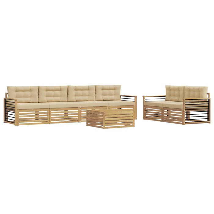 Set de canapele de exterior cu pernă 7 pcs Alb și Bej Poliester WALTI