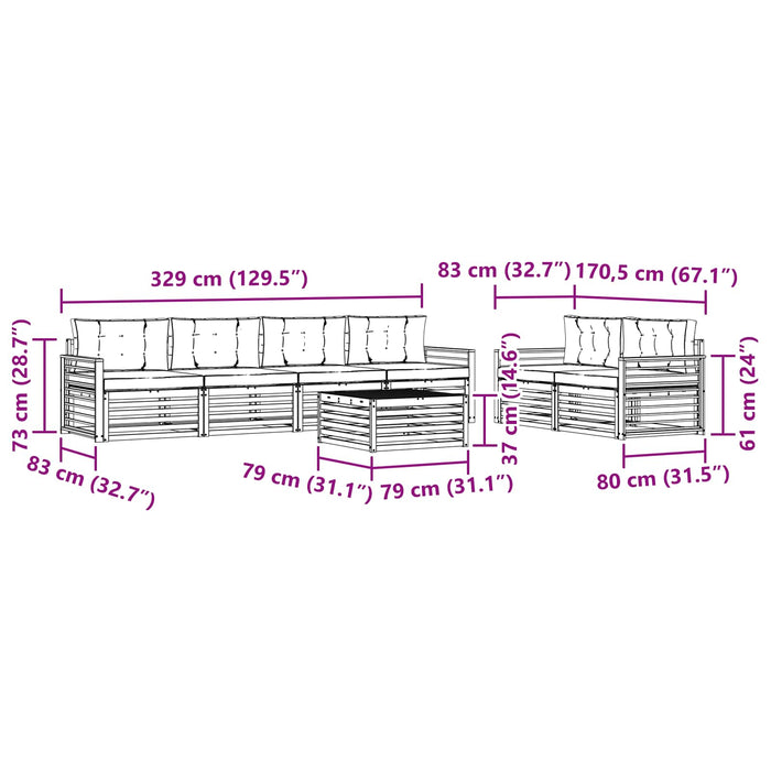 Set de canapele de exterior cu pernă 7 pcs Alb și Bej Poliester WALTI