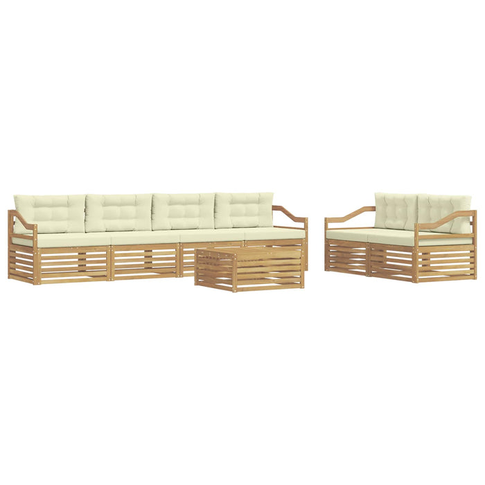 Set de canapele de exterior 7 pcs Alb și crem Poliester WALTI