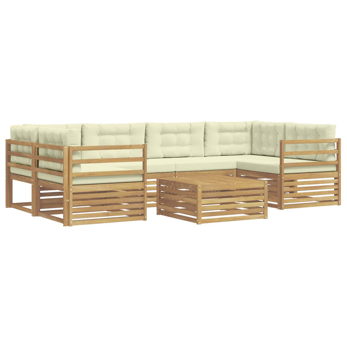 Set de canapele de exterior 7 pcs Alb și crem Poliester WALTI