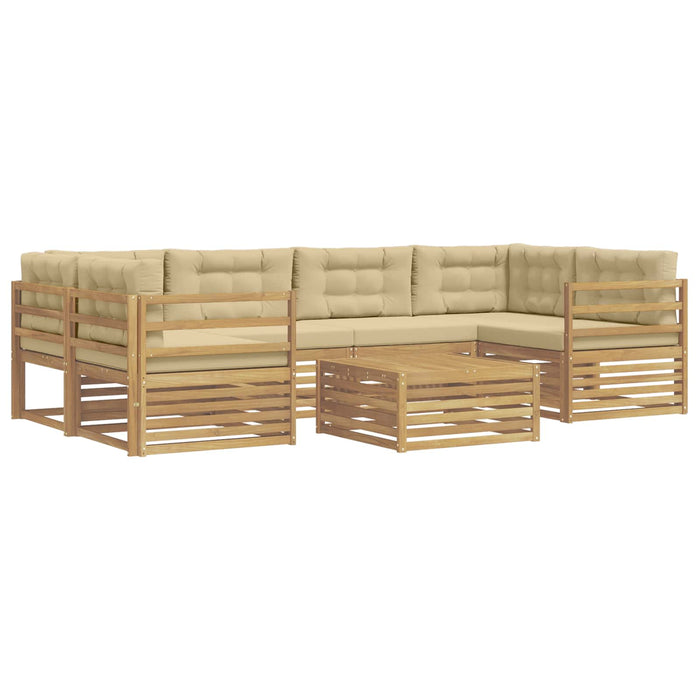 Set de canapele de exterior cu pernă 7 pcs Alb și Bej Poliester WALTI