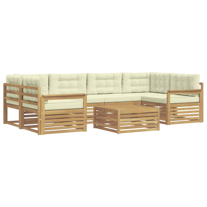 Set de canapele de exterior 7 pcs Alb și crem Poliester WALTI