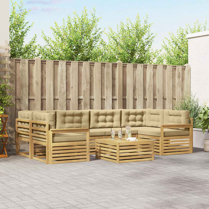 Set de canapele de exterior cu pernă 7 pcs Alb și Bej Poliester WALTI