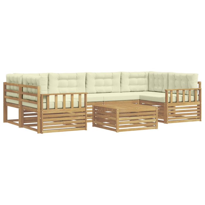Set de canapele de exterior 7 pcs Alb și crem Poliester WALTI
