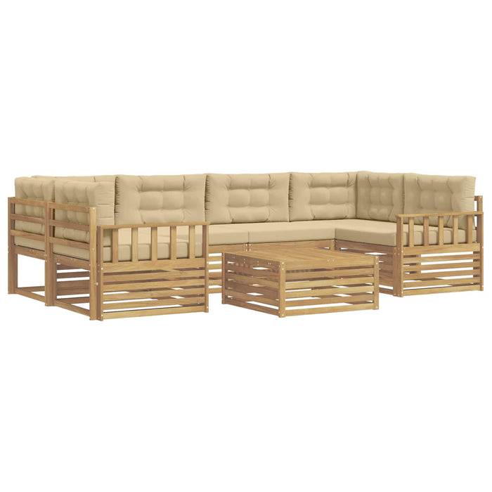 Set de canapele de exterior cu pernă 7 pcs Alb și Bej Poliester WALTI