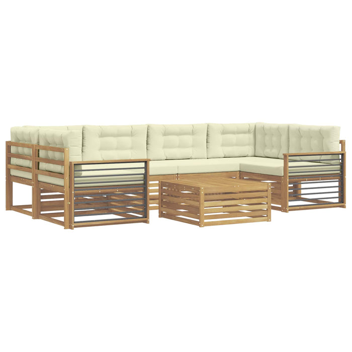 Set de canapele de exterior 7 pcs Alb și crem Poliester WALTI