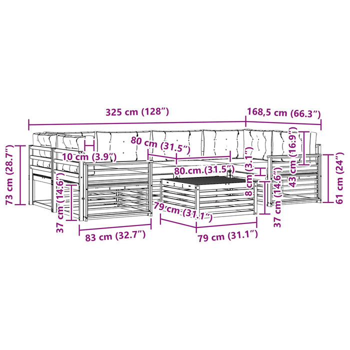 Set de canapele de exterior 7 pcs Alb și gri deschis Poliester WALTI