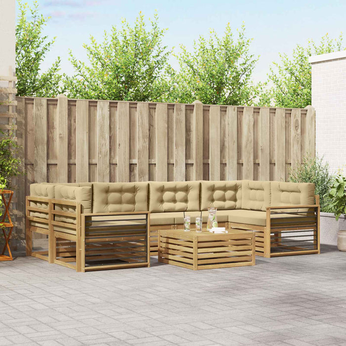 Set de canapele de exterior cu pernă 7 pcs Alb și Bej Poliester WALTI