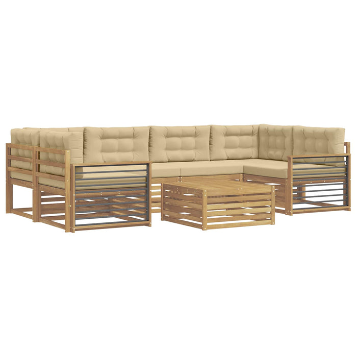 Set de canapele de exterior cu pernă 7 pcs Alb și Bej Poliester WALTI