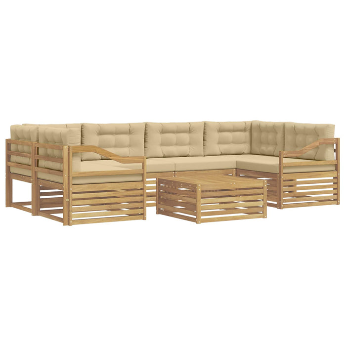 Set de canapele de exterior cu pernă 7 pcs Alb și Bej Poliester WALTI