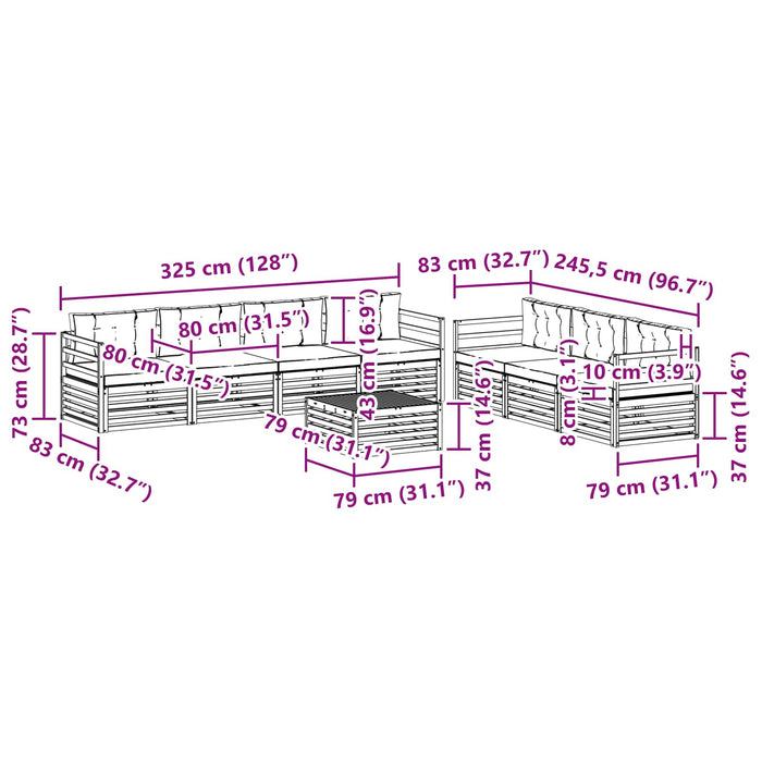 Set de canapele de exterior 8 pcs Alb și Bej 79 x 79 x 37 cm WALTI