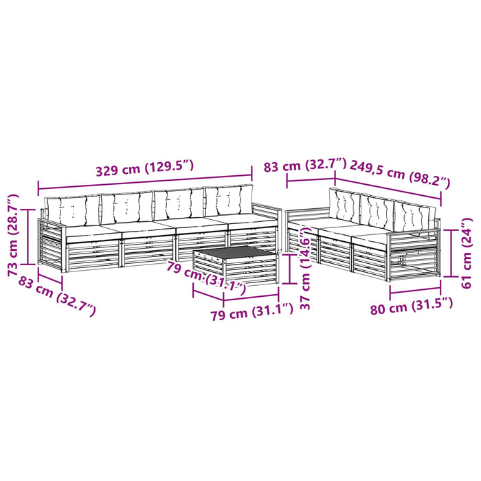 Set de canapele de exterior 8 pcs Alb și Bej 79 x 79 x 37 cm WALTI