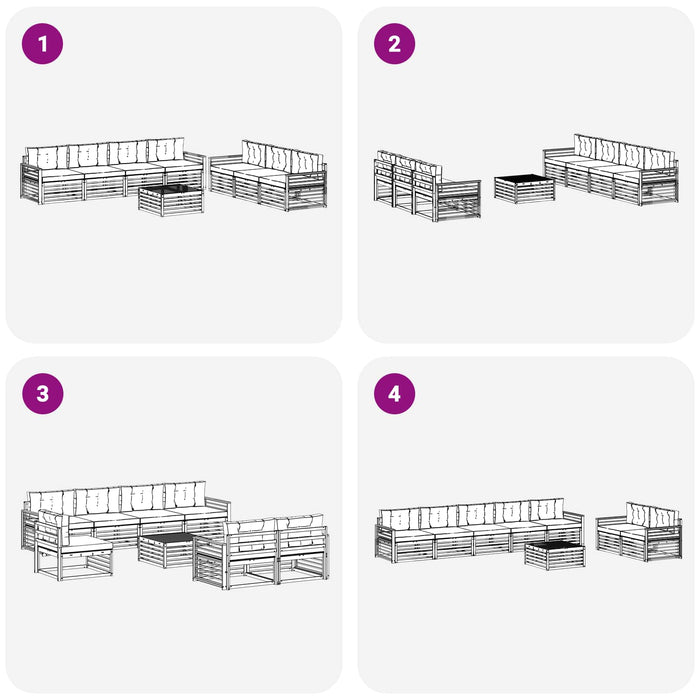 Set de canapele de exterior 8 pcs Alb și Bej 79 x 79 x 37 cm WALTI