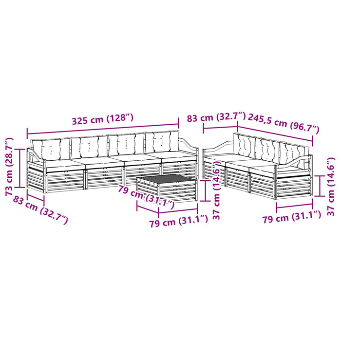 Set de canapele de exterior 8 pcs Alb și Bej 79 x 79 x 37 cm WALTI